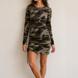 Pam & Gela Camo Mini Dress Indie Sleaze Bodycon Utilitycore Corpcore-Small